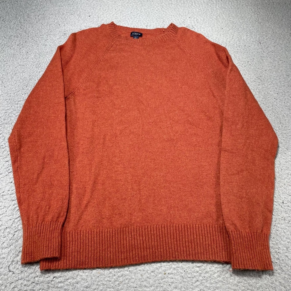 J.Crew Sweater Mens Large Orange Knit Crewneck Pullover Casual Fall Winter Warm